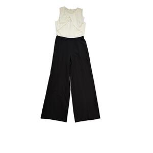 Trina Turk Black & Ivory Jumpsuit Size 6 NWT | Keyhole Front Wide-Leg Elegant